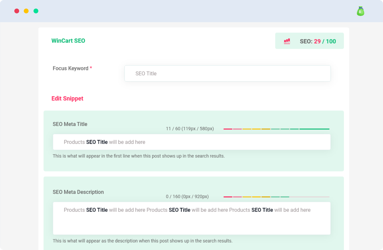 Vendor Dashboard - Products SEO